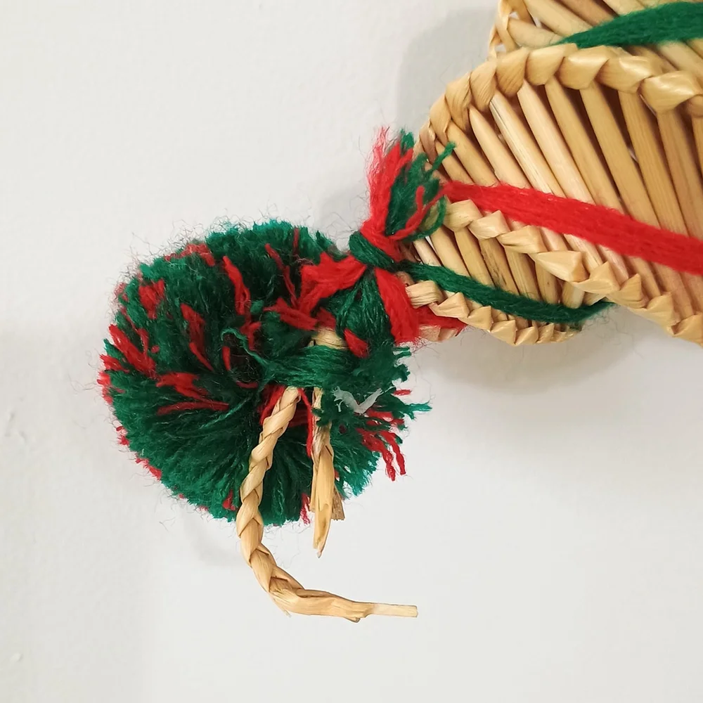 Vintage Holiday Scandinavian Swedish Woven Straw Star Christmas Wreath 21
